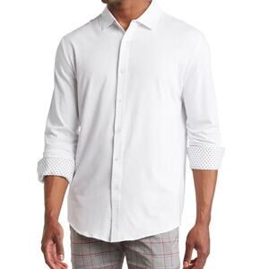 New  ~ TR PREMIUM ~ Solid Tailored Fit Stretch Knit Dress Shirt Size M Ret $69